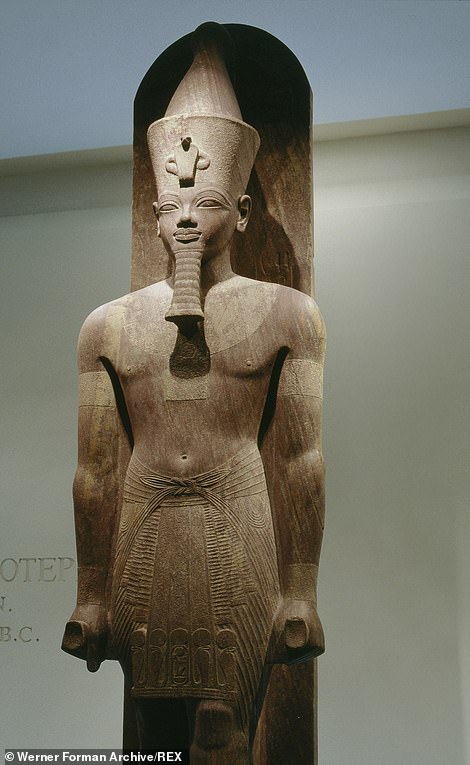 Pictured is a statue of King Amenhotep III