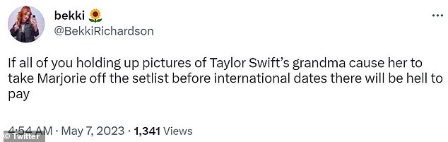 Future of the song: One fan expressed her hope that Taylor would decide to keep the song in the setlist if she went international for the Eras Tour